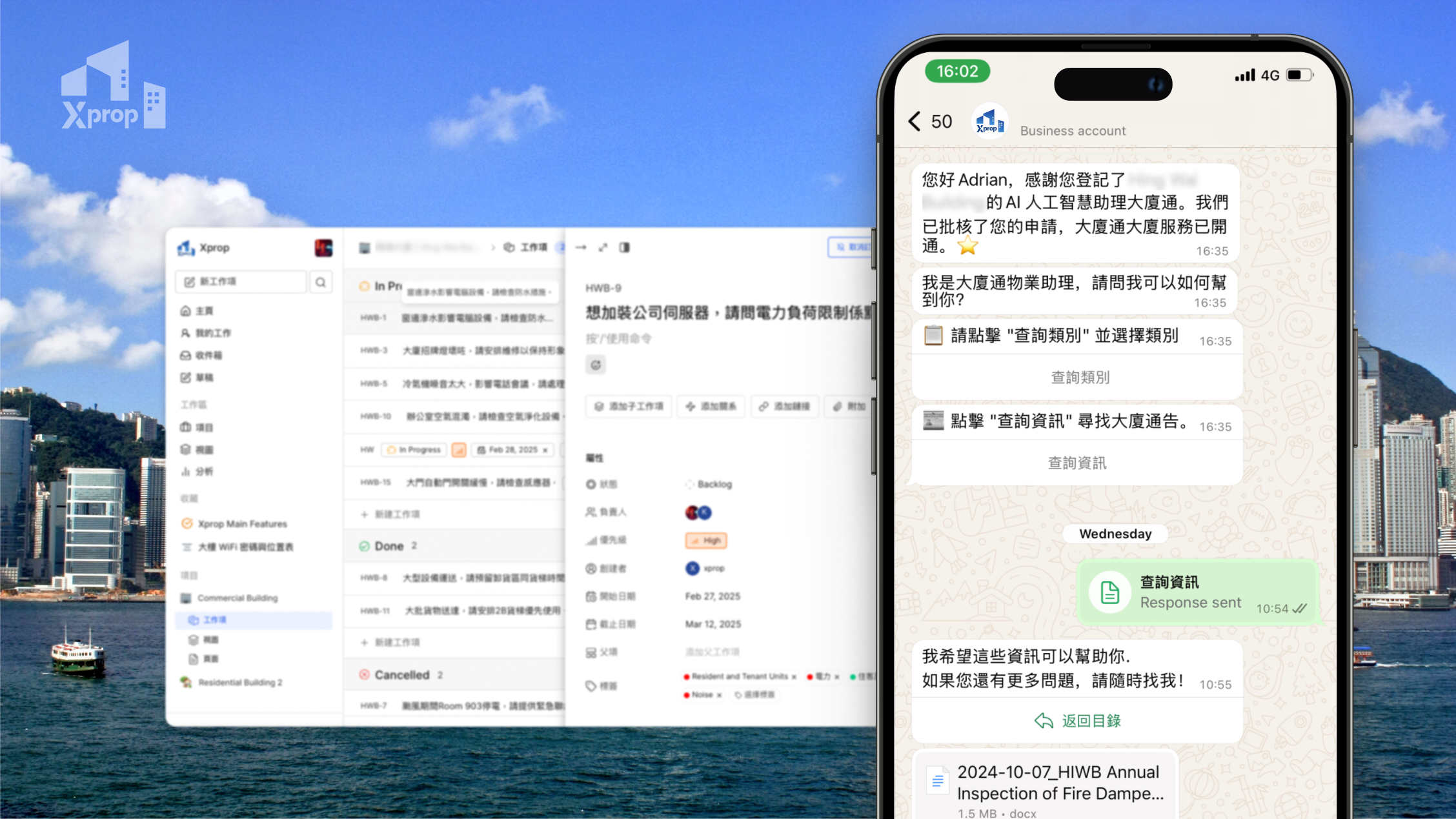 Xprop's WhatsApp-native building management interface