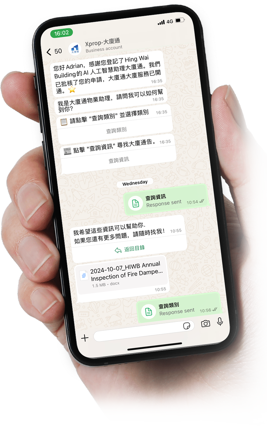 Xprop WhatsApp bot on a phone